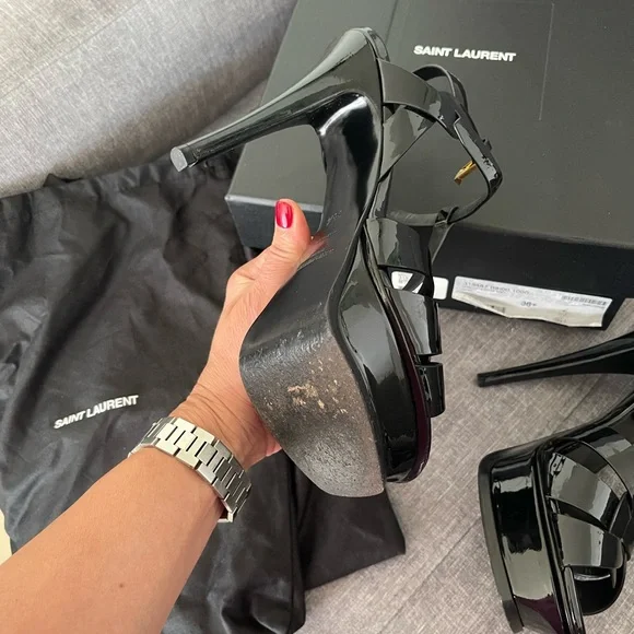 Saint Laurent
Tribute Patent Platform Sandals YSL Heels leather size 8 ysl shoes - Picture 13 of 15